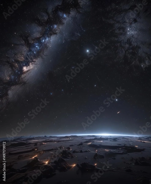 Obraz Infinite twinkling stars across a dark galaxy ,  nebula,  dark matter,  glitter