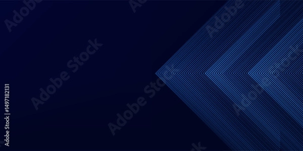 Fototapeta Symmetrical Chevron Lines Gradient Background in Dark Navy Blue with Subtle Light Blue Tones Creating a Sophisticated and Modern Geometric Pattern. Vector Background.