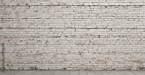 Obraz Weathered white brick wall, rough texture, aged surface, building, rough