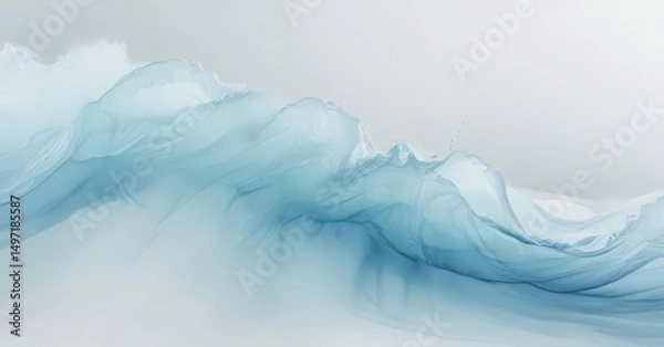 Obraz Abstract light blue watercolor wash, soft wave texture,  fluid,  spring