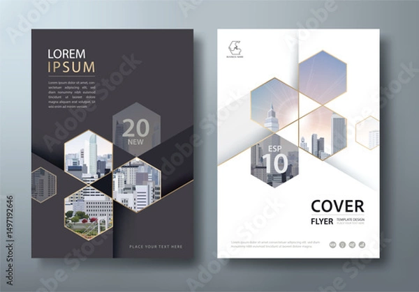 Fototapeta Annual report brochure flyer design template vector, Leaflet presentation, book cover, layout in A4 size.