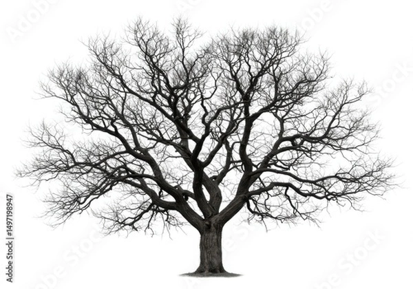 Fototapeta Bare tree silhouette vector graphic isolated on white background