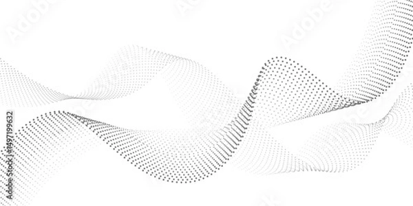 Fototapeta Abstract flowing wave of particles. Digital motion element for modern design. Technology background.
