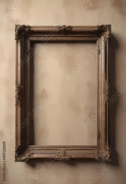 Obraz Weathered metal frame holds sepia-toned photo; nostalgic charm ,  picture frame,  memory