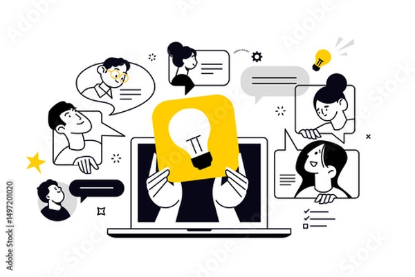 Fototapeta Brainstorming. Vector illustration for web banner, social media banner, business presentation, marketing material.