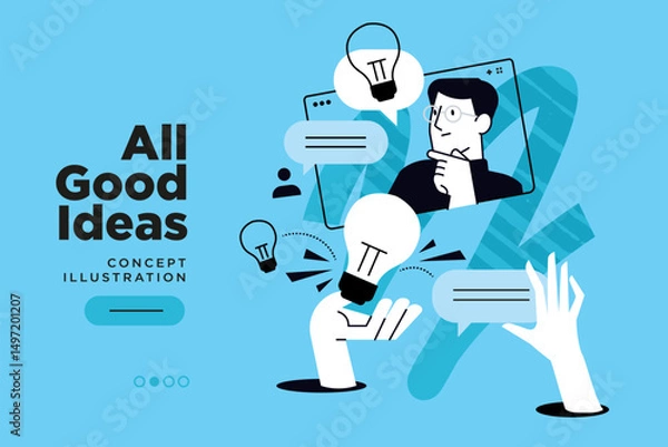 Fototapeta All good ideas. Vector illustration for website page design, web banner, social media banner, business presentation, marketing material.