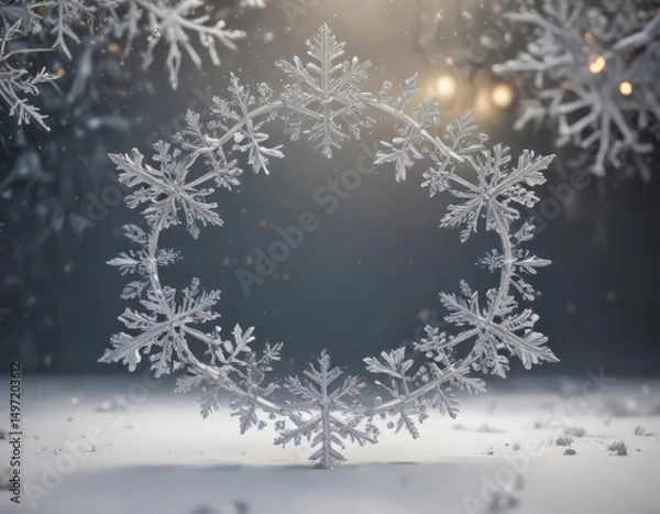 Obraz Delicate snowflake frame, perfect for festive Christmas cards ,  nature,  seasonal,  card