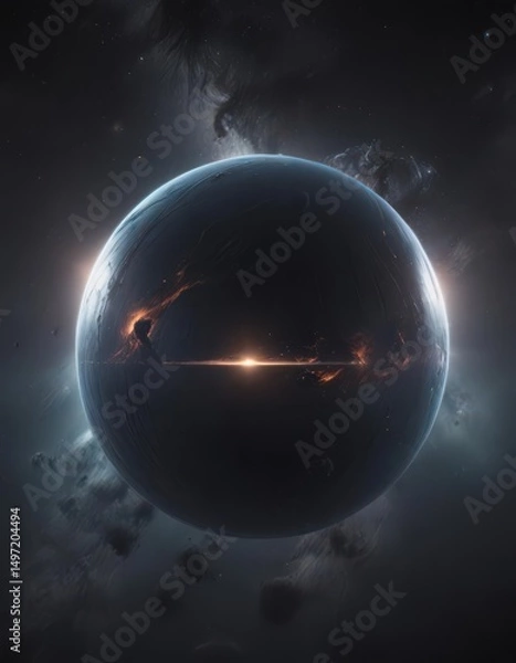 Obraz Mysterious, luminous sphere floats in dark nebula ,  deep space,  nebula,  glow