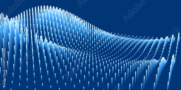 Fototapeta Abstract data wave background. Vertical lines forming a dynamic wave surface. Modern digital design.