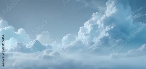 Obraz Soft, ethereal light blue abstract backdrop featuring gentle gradients and hazy cloud-like shapes , illustration, decoration
