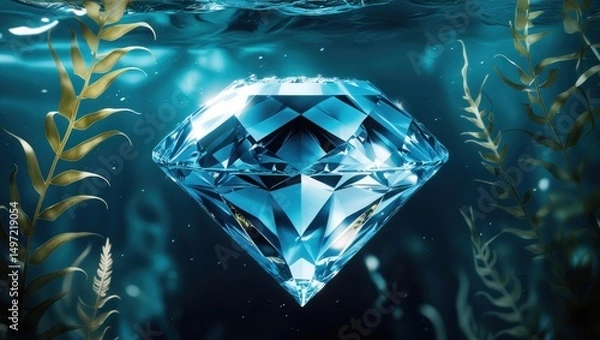 Obraz Floating crystals illuminated by soft light in a mystical environment with a blurred background	
