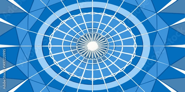 Obraz Blue futuristic geometric circle pattern with light and glass texture