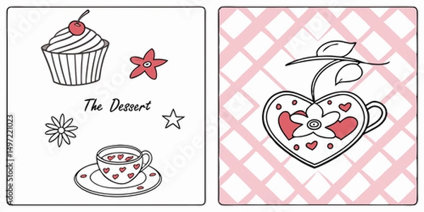 Obraz A vector set of lovely wedding icons and holiday heart decorations