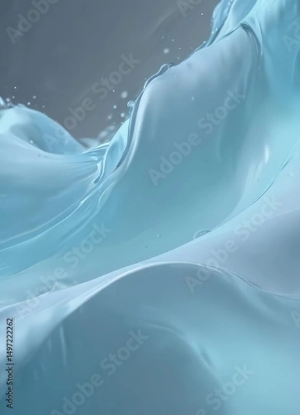 Fototapeta Fluid light blue abstract, subtle color shift, modern feel, modern, artwork, canvas