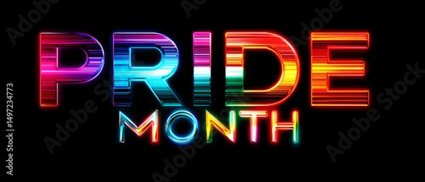 Obraz modern, trendy rainbow color pride month colorful sign over black background