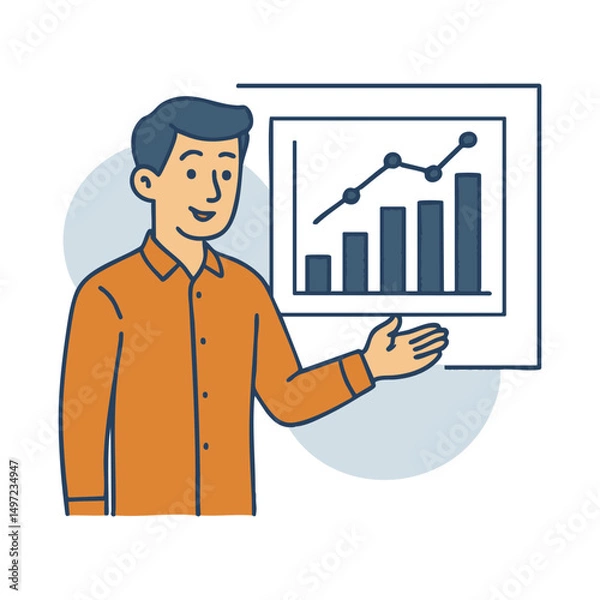 Obraz Man Presenting Business Chart Illustration