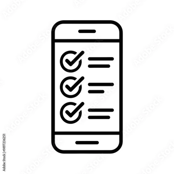 Fototapeta A smartphone screen displays a checklist with three completed tasks, each marked by a checkmark.