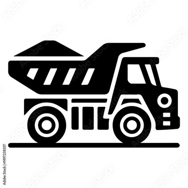 Fototapeta "Vector Icon Of A Heavy Mining Dump Truck" – A Clean Pictogram Design Symbolizing Robust Mining Operations And Heavy Transport Vehicles.

