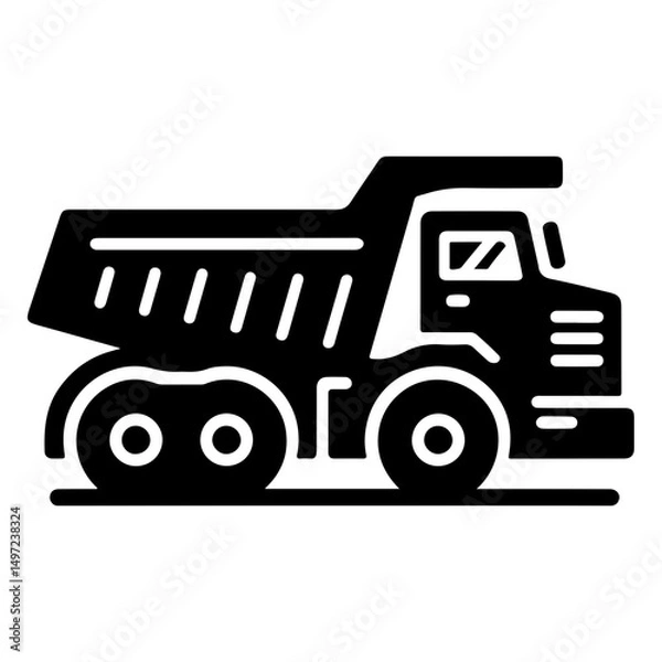 Fototapeta "Industrial Mining Vehicle Icon" – A Stylized Pictogram Vector Of A Dump Truck Designed For Transporting Earth And Ore.