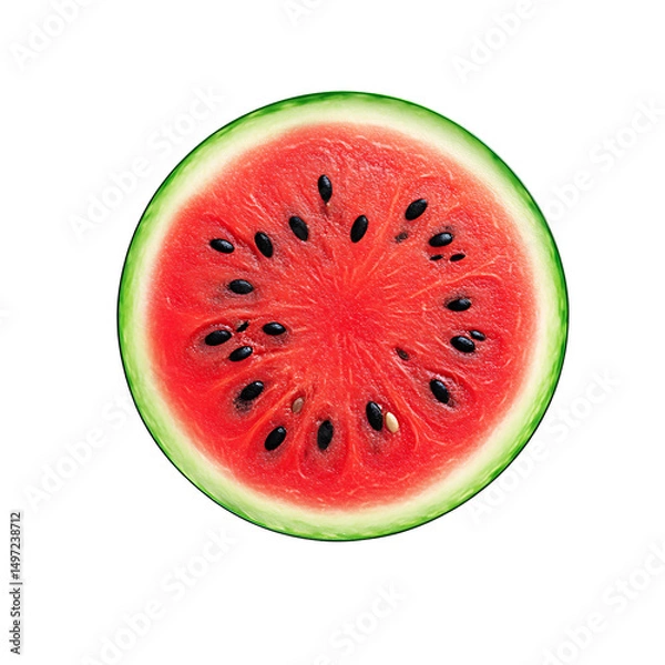 Obraz Round watermelon slice top view isolated on transparent background