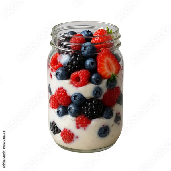Obraz glass jar with berries  isolated on transparent or white background png