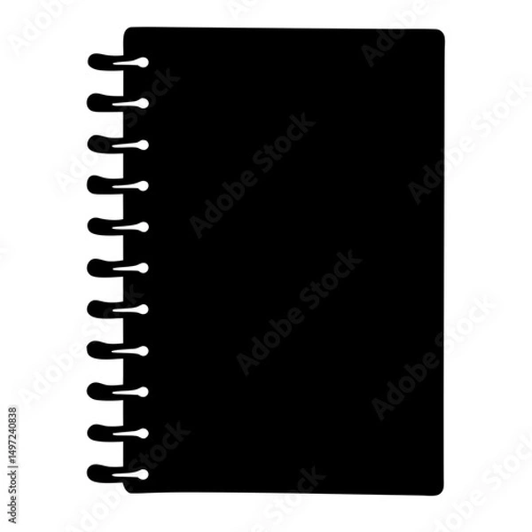 Fototapeta Black Notebook Silhouette with Spiral Binding Design, Perfect for Writing and Sketching