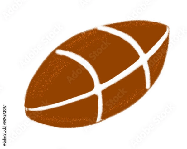 Fototapeta A rugby ball, oval-shaped, designed for intense gameplay, made of durable leather or synthetic material. PNG, transparent background.

