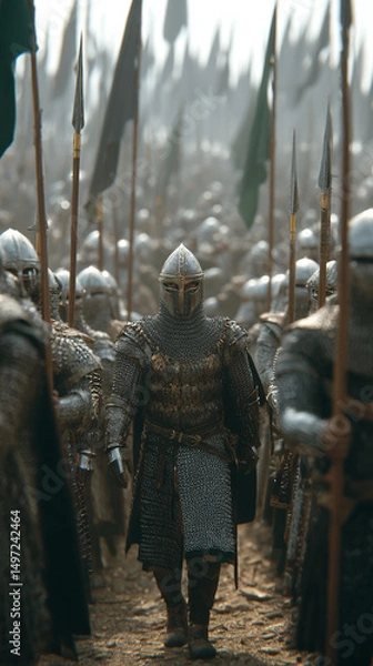 Obraz Medieval knights advancing