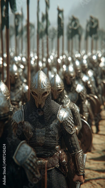 Obraz Medieval knights advancing