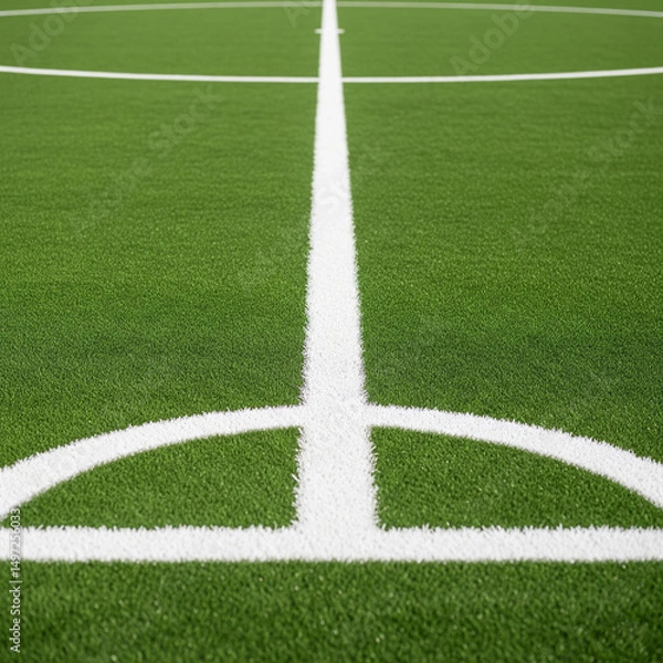 Obraz soccer field with green grass. white lines on sports field. green grass playground.