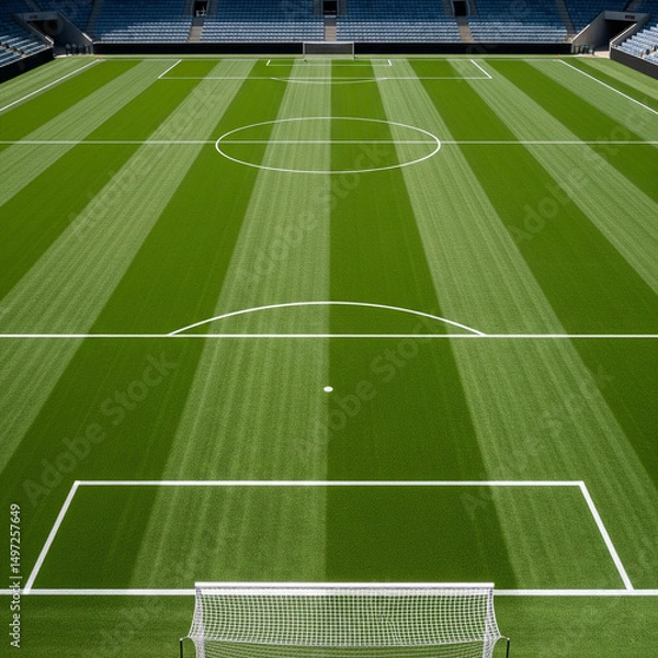 Obraz soccer field with green grass. white lines on sports field. green grass playground.