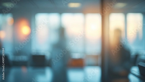 Fototapeta HAZY OFFICE SETTING, CORPORATE ROOM WITH LIGHT GLINTING ON THE WINDOW