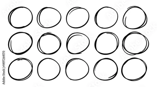 Fototapeta hand drawn circle frames line. Vector doodle marker drawing