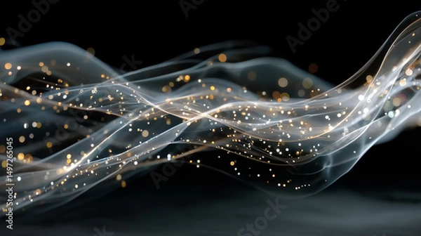 Fototapeta Abstract AI Data Visualization With Particle Trails Processing Information