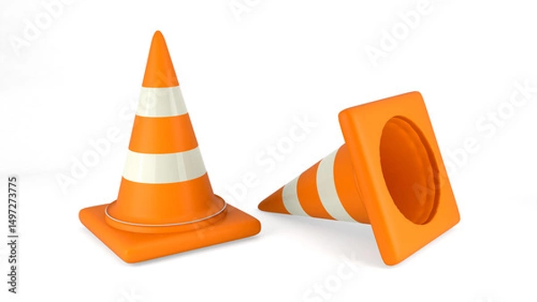 Fototapeta Traffic Cone 3d icon Illustration render