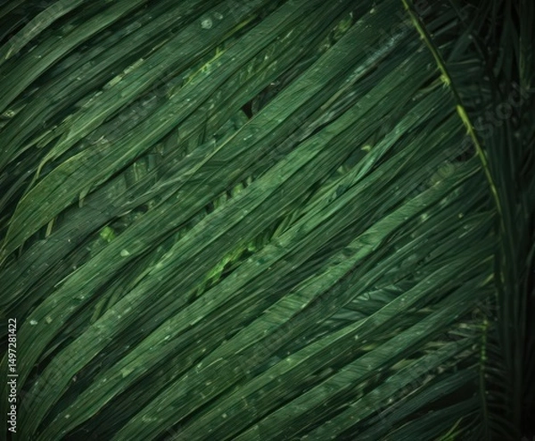Fototapeta Intricate palm leaf veins, saturated green hue,  vibrant,  macro,  background