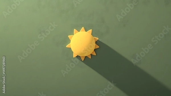 Obraz Minimalist 3D Sun Design on Green Background