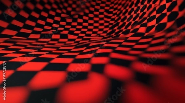 Fototapeta Dynamic Forex chart patterns illustration in red and black with 3D elements, showcasing candlestick charts and technical analysis visuals, perfect for finance articles, trading guides