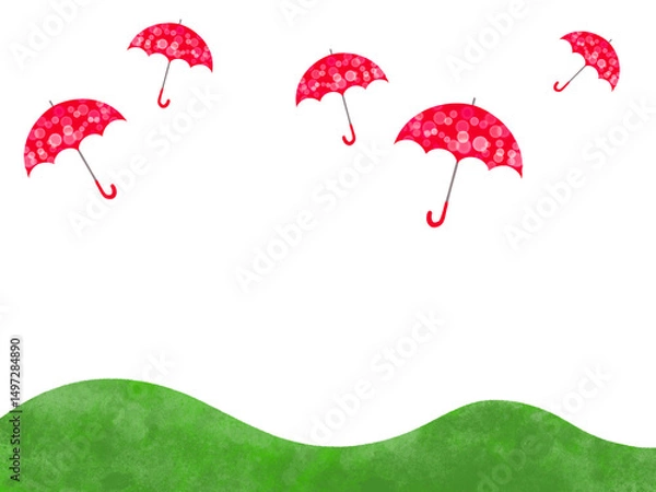 Obraz 赤い雨傘のフレーム