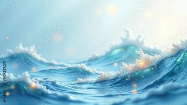 Fototapeta Enchanted Ocean Waves A Serene Seascape of Sparkling Foam and Glimmering Water