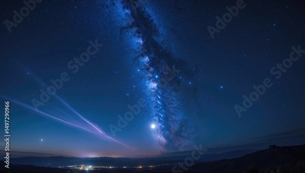 Obraz Idea of astronomy, stars visible at night