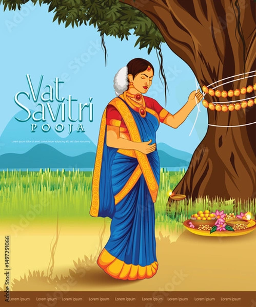 Obraz Vat Savitri Pooja illustration vector art