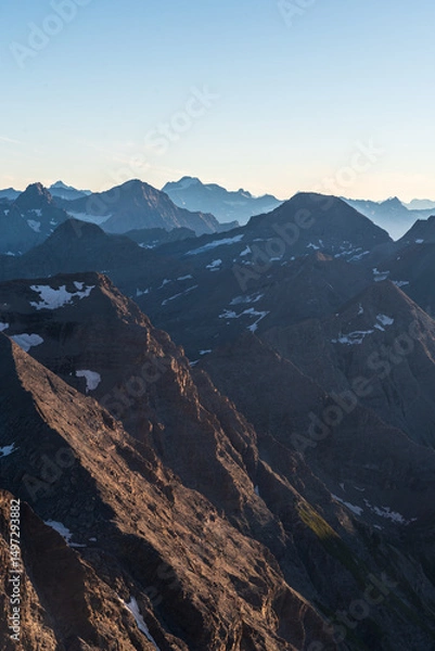 Obraz Gran Paradiso, La Grivola and few other peaks from Rocciamelone mountains peak in Graian Alps in Italy