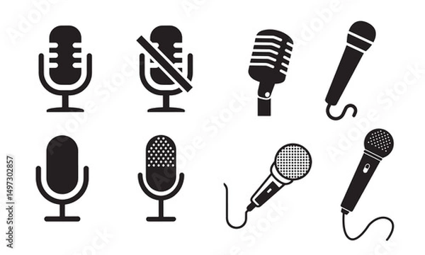Fototapeta Microphone Icons set collection. variant microphone icon. Karaoke mic. Podcast microphone. web and mobile icons. stock-vector illustration