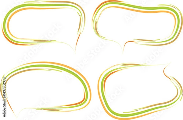 Fototapeta bright green yellow orange colorful brush stroke art line speech bubbles