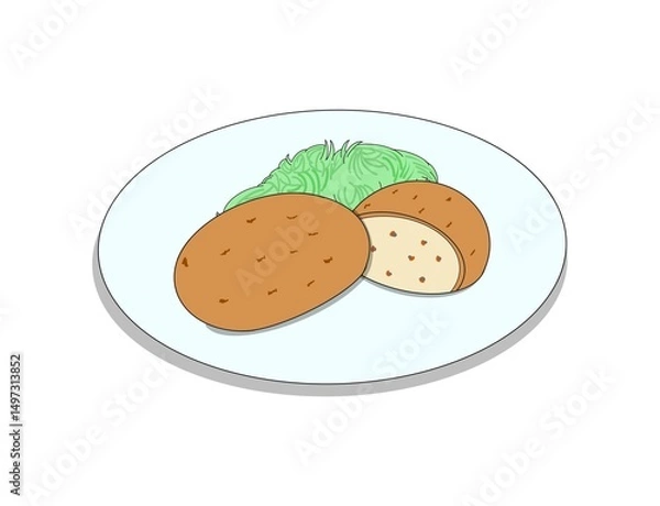 Fototapeta コロッケとキャベツ