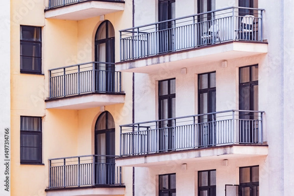 Obraz Balconies and windows of the building.