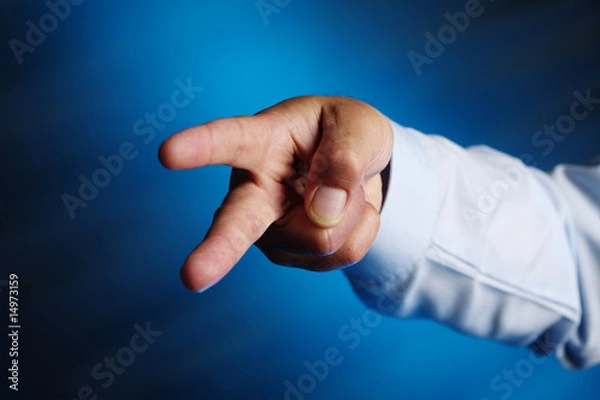 Fototapeta Hand making scissors in rochambeau game