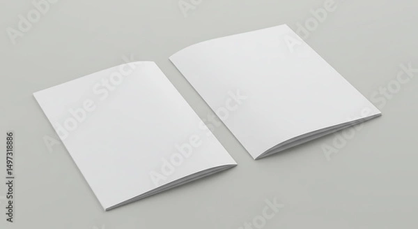 Obraz Blank Brochure Mockup Two Folded White Paper Pamphlets