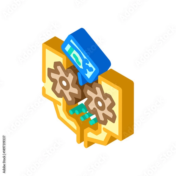 Obraz electronic being shredded e waste pollution isometric icon vector illustration